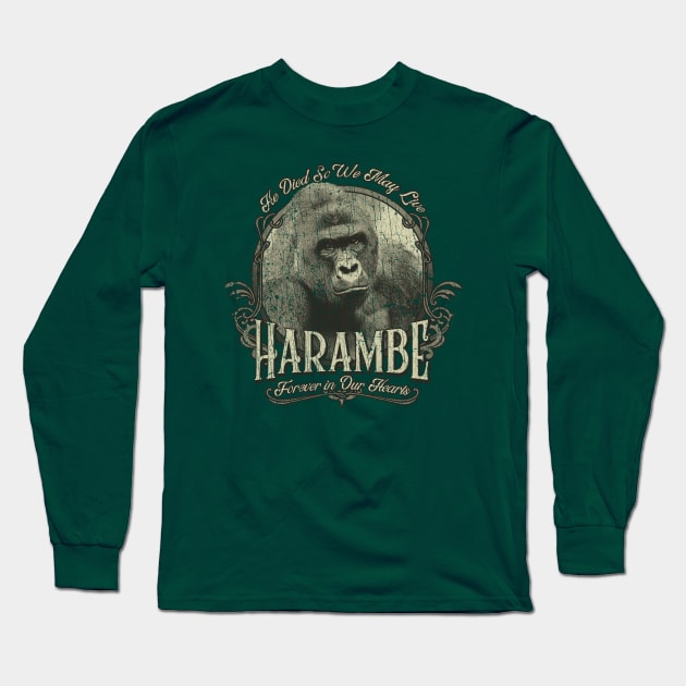 Harambe Forever in Our Hearts 2016 Long Sleeve T-Shirt by JCD666